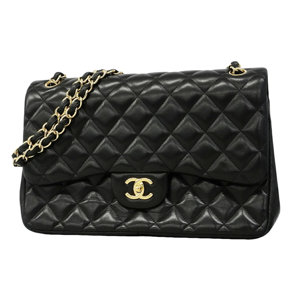Chanel Shoulder Bag, Large Matelassé, Double Flap, Chain, Lambskin, Black, Wo...